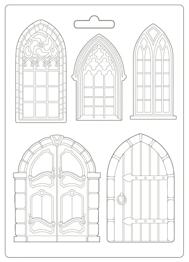 Stamperia K3PTA498 Mould Sleeping Beauty Türen Fenster A4