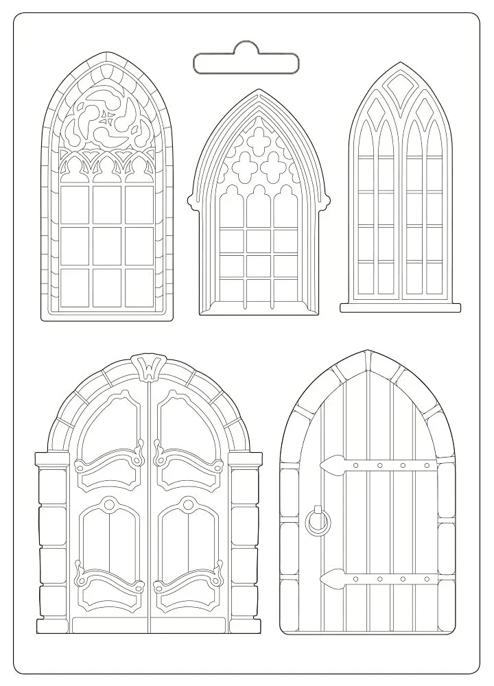 Stamperia K3PTA498 Mould Sleeping Beauty Türen Fenster A4
