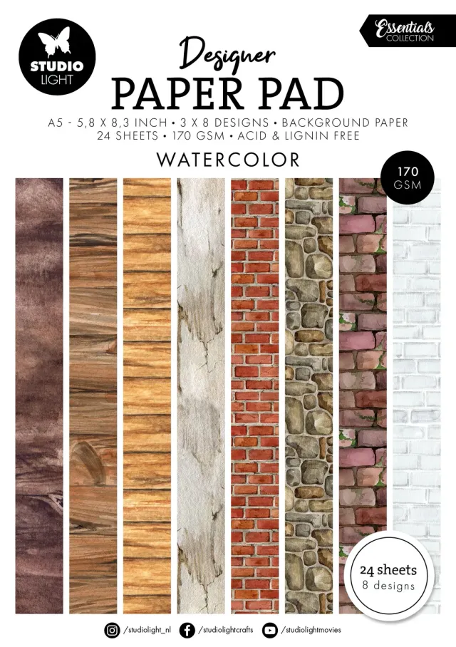 StudioLight Essentials Watercolor Designpapier 24 Blatt