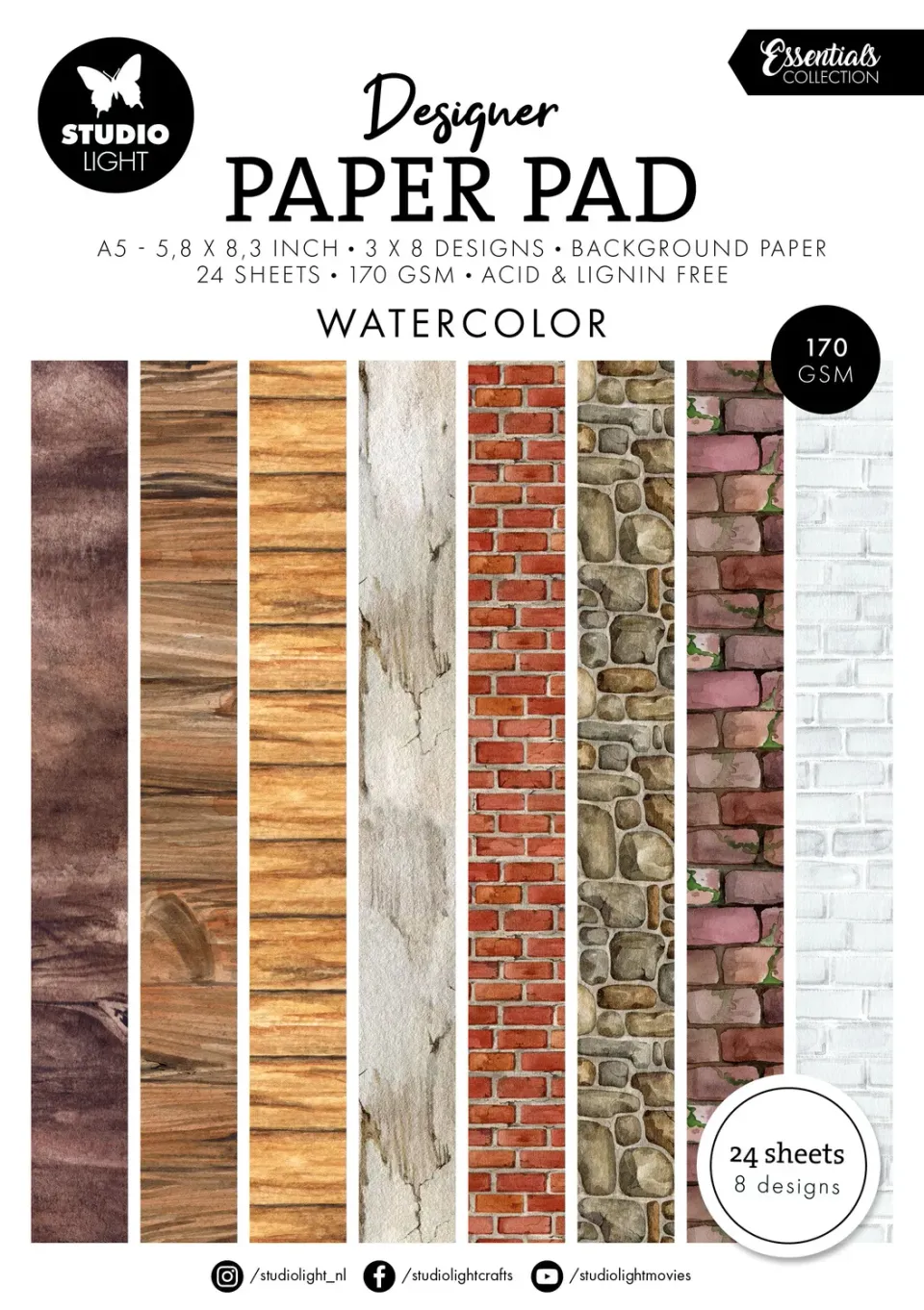 StudioLight Essentials Watercolor Designpapier 24 Blatt