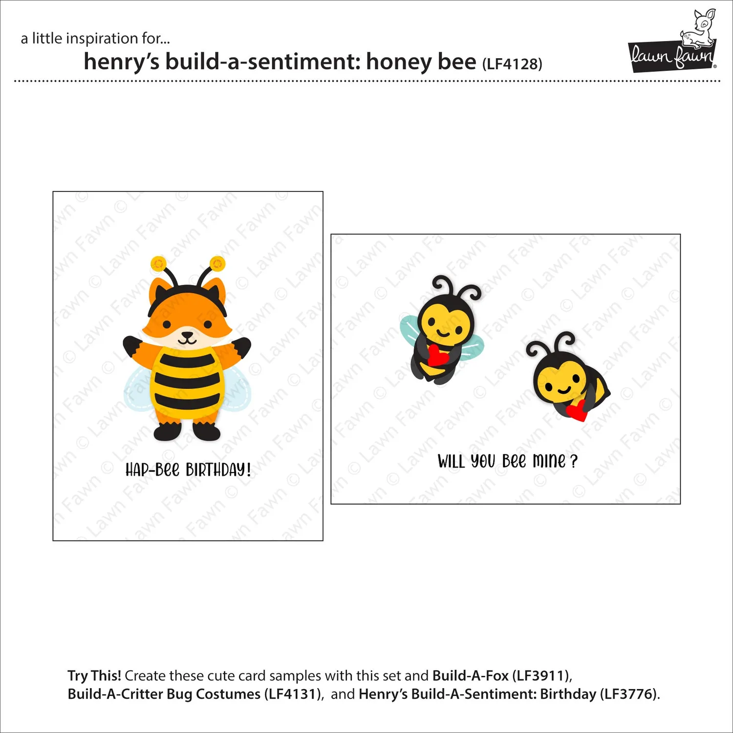 Lawn Fawn Henry's Build-A-Sentiment Honey Bee Stempelset