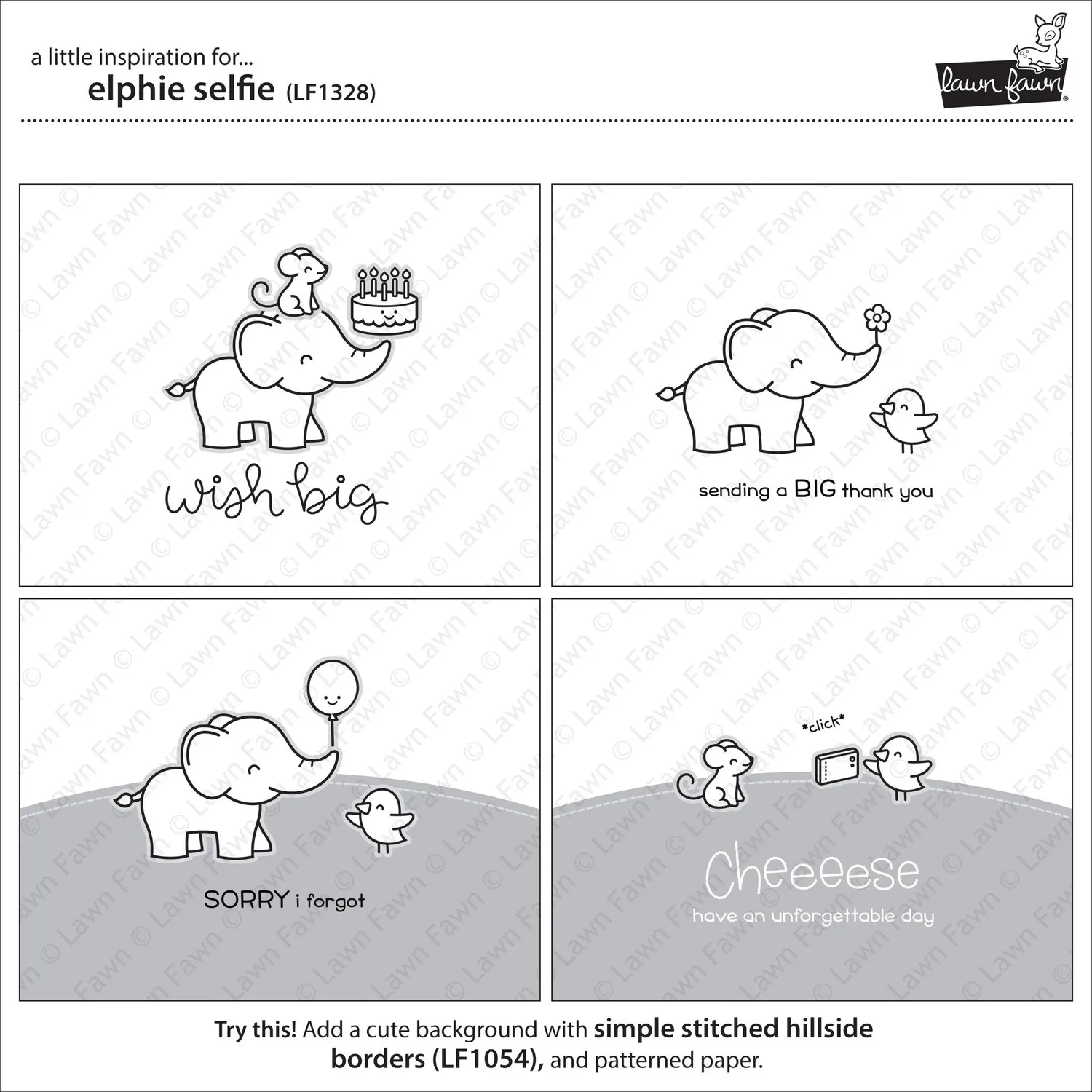 Lawn Fawn Elphie Selfie Clear Stamps Elefant Geburtstag