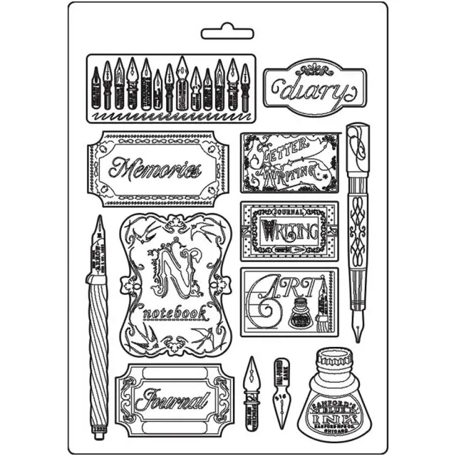 Stamperia Kalligraphie K3PTA481 Silikonform A4 Tinte Etiketten