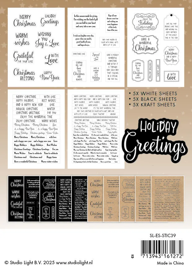 StudioLight Essentials Kerstwensen Stickerblock 15 Blatt Weihnachten