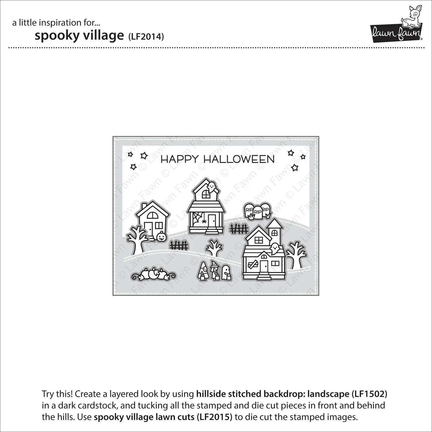 Lawn Fawn Spooky Village LF2014 Stempelset Halloween