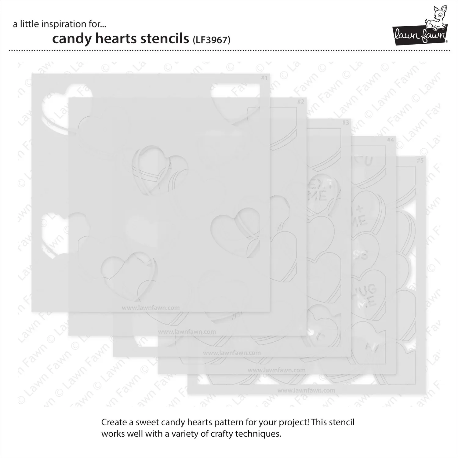 Lawn Fawn Candy Hearts Stencils Schablonen-Set 5tlg