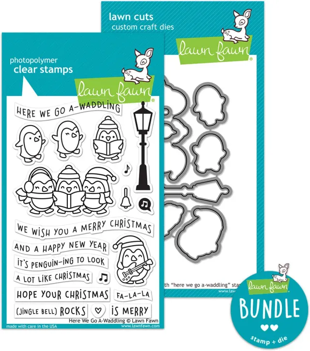 Lawn Fawn Here We Go A-Waddling Bundle Stempel+Stanze Pinguin