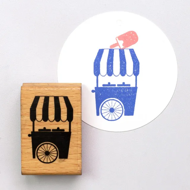 Perlenfischer Market Stall Stempel Holz 48x32 mm Markt