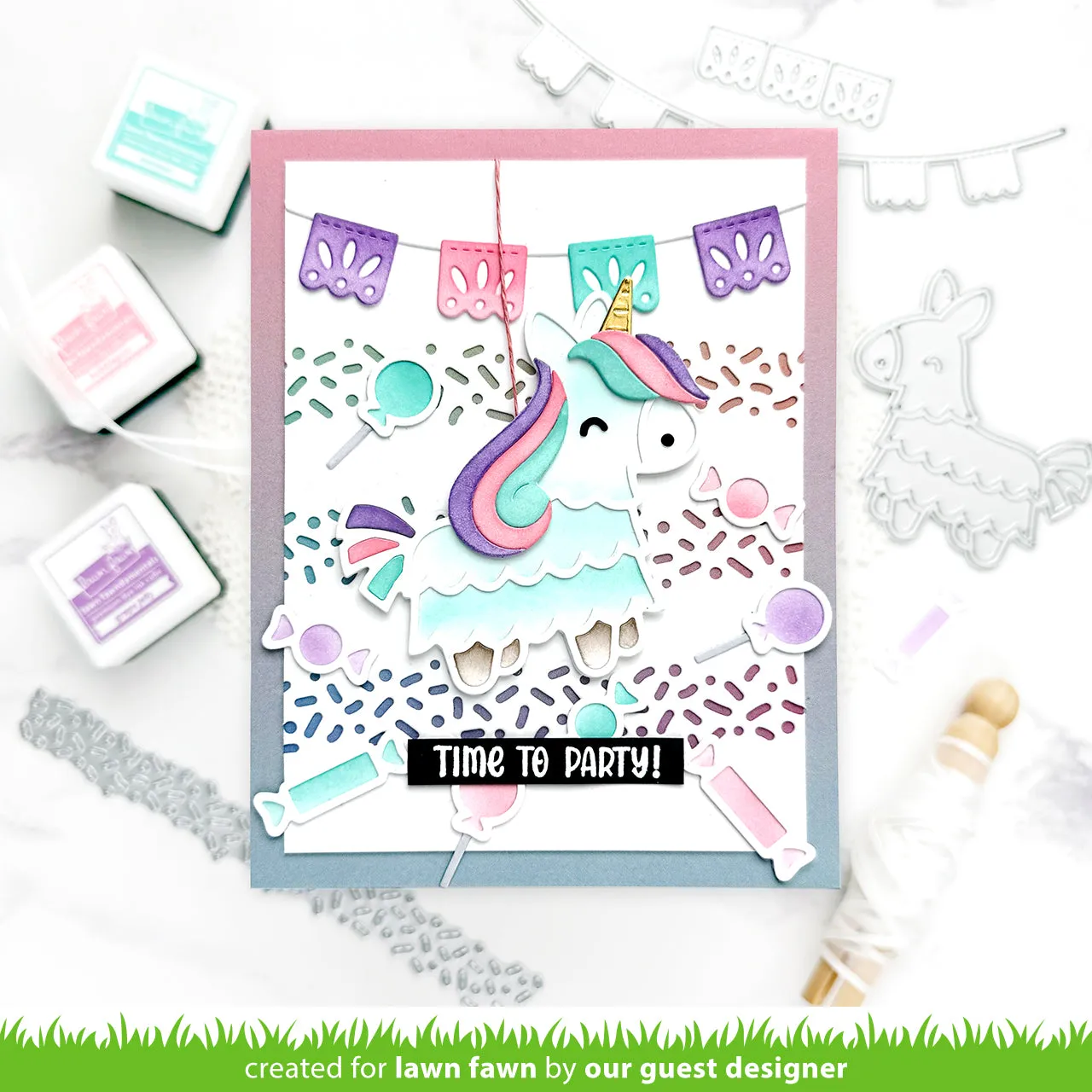 Lawn Fawn Sprinkles Border Lawn Cuts Stanzschablone Geburtstag