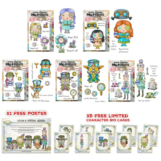 AALL and Create Steam Wonder Stempelbundle A7 Figuren 5 Sets