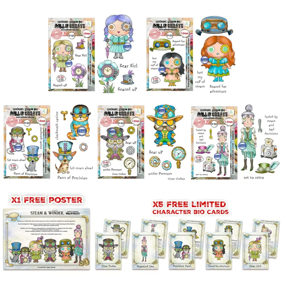 AALL and Create Steam Wonder Stempelbundle A7 Figuren 5 Sets