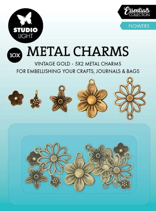 StudioLight Essentials Metal Charms Blumen Anhänger 10 Stück Vintage