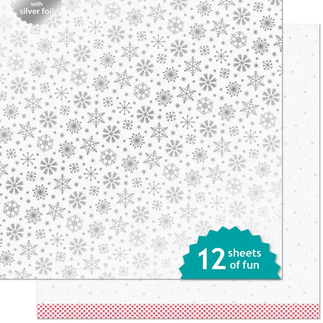 Lawn Fawn Polar Designpapier 12x12 Schneeflocken 12 Blatt