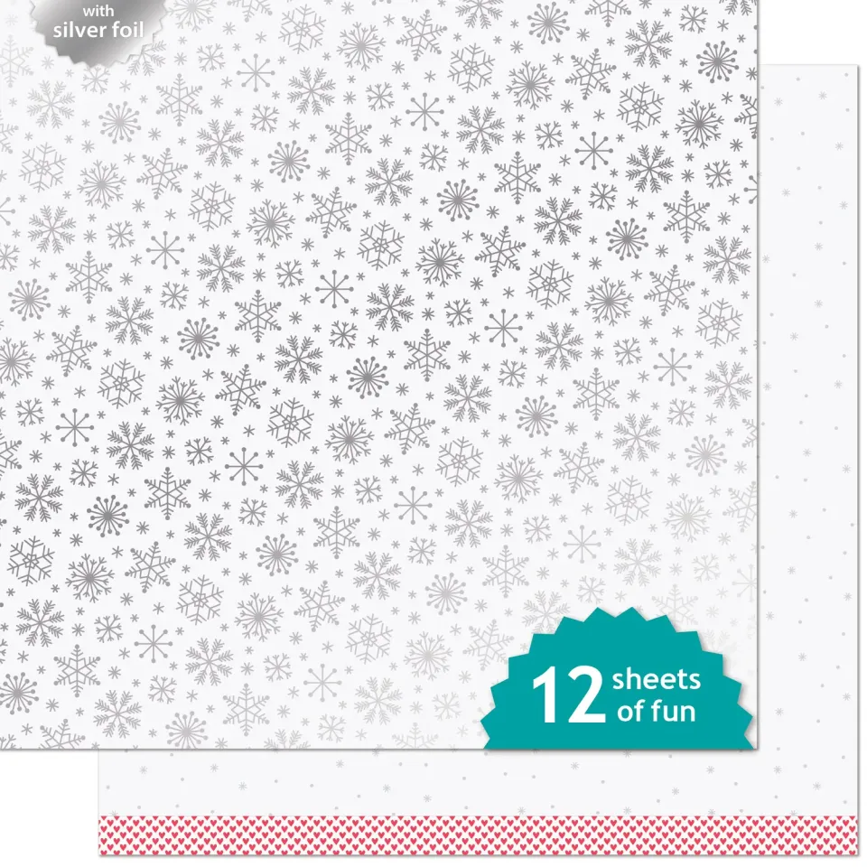 Lawn Fawn Polar Designpapier 12x12 Schneeflocken 12 Blatt