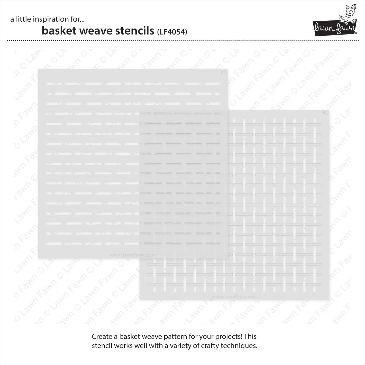 Lawn Fawn Basket Weave Schablonen-Set 6x6 Zoll Flechtmuster