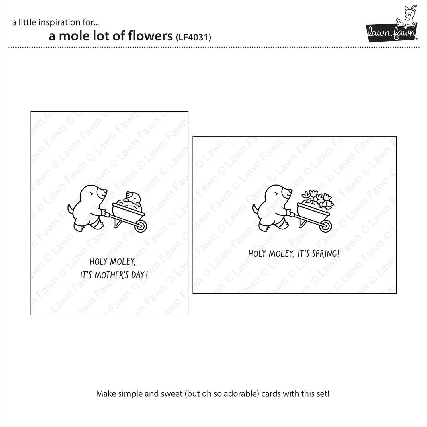 Lawn Fawn A Mole Lot of Flowers Stempelset Muttertag