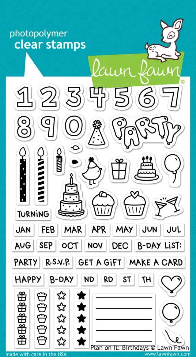 Lawn Fawn Plan on It Birthdays LF1340 Stempelset Geburtstag