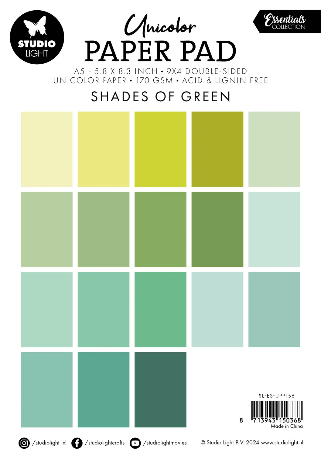 Studio Light Essentials Shades of Green Papierblock A5 grün 36 Blatt