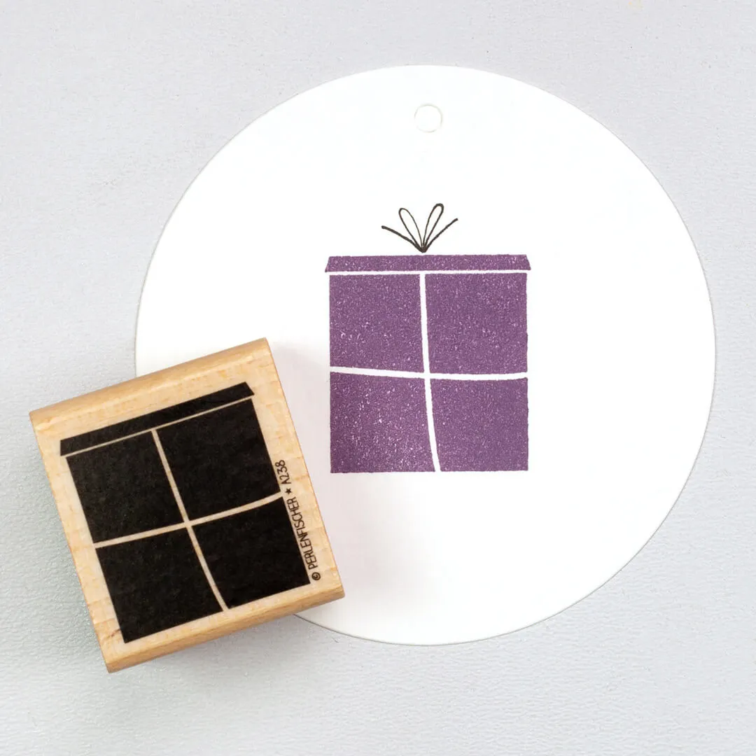 Perlenfischer Present XL Holzstempel 27x28 mm