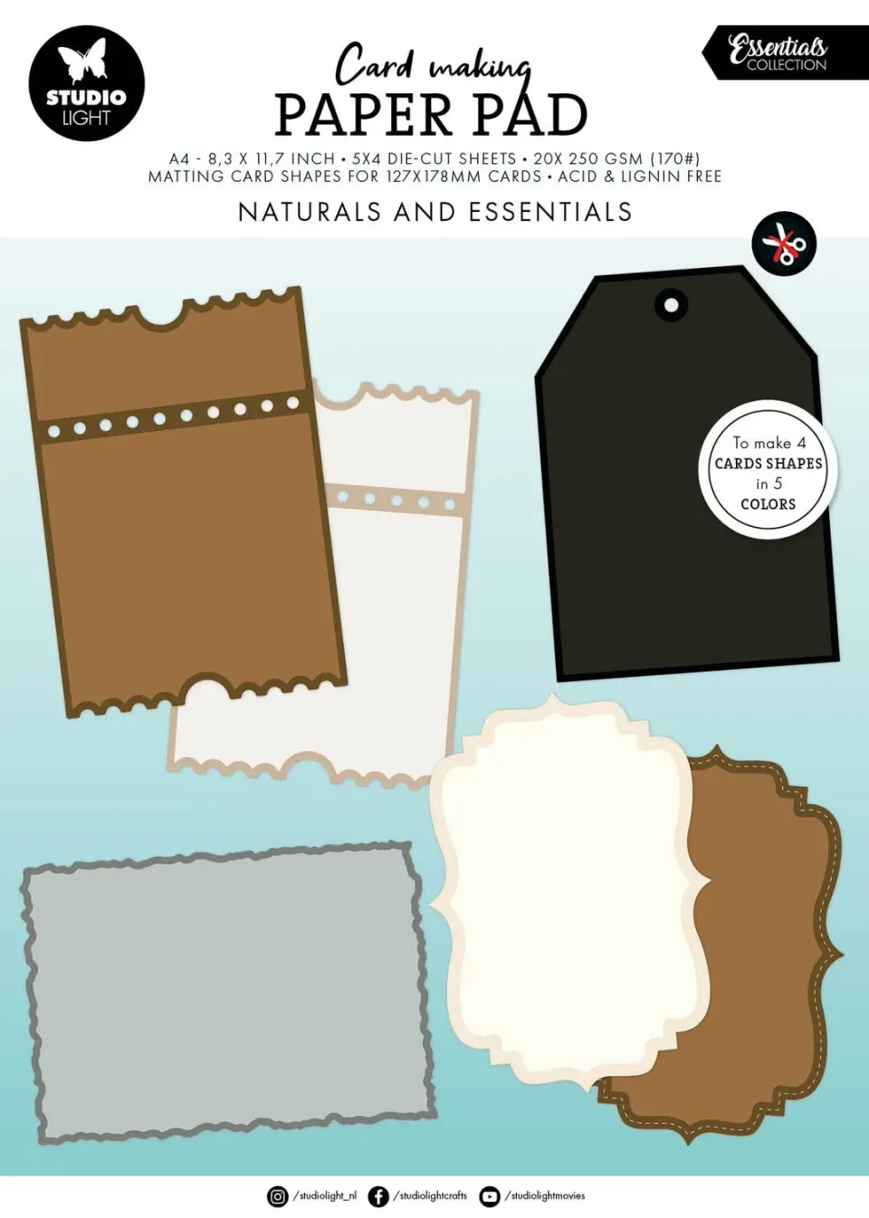 Studio Light Essentials Naturals Kartenblock 127x178mm 20 Blatt natur