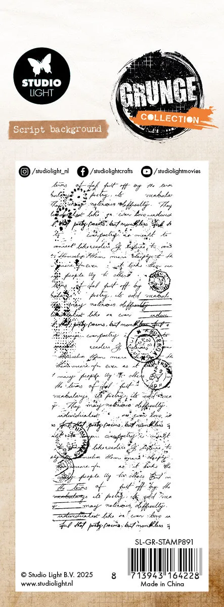 StudioLight Grunge Script Hintergrund Clear Stamp 72x194mm