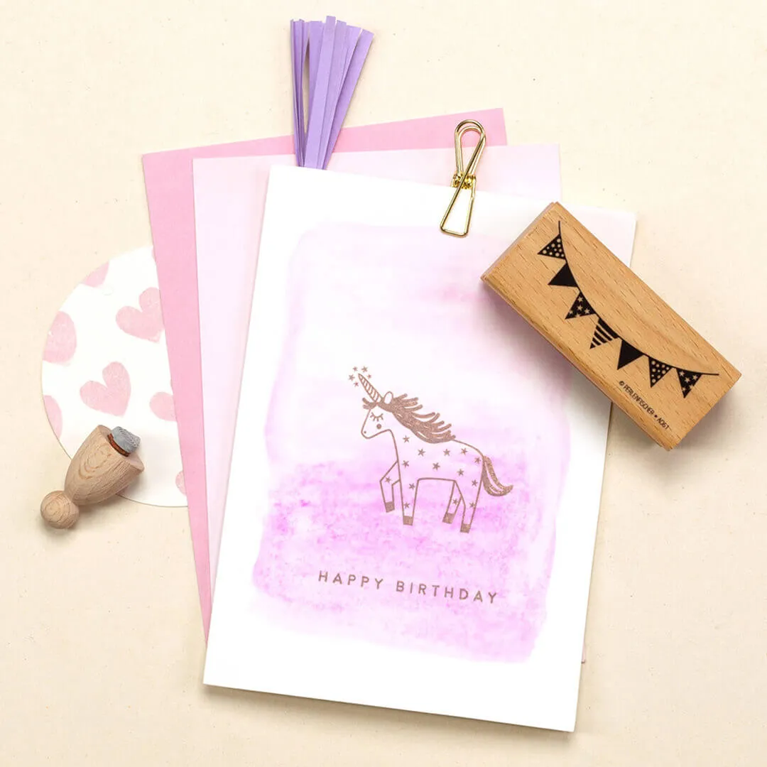 Perlenfischer Happy Birthday 5 Stempel Geburtstag 3x50mm