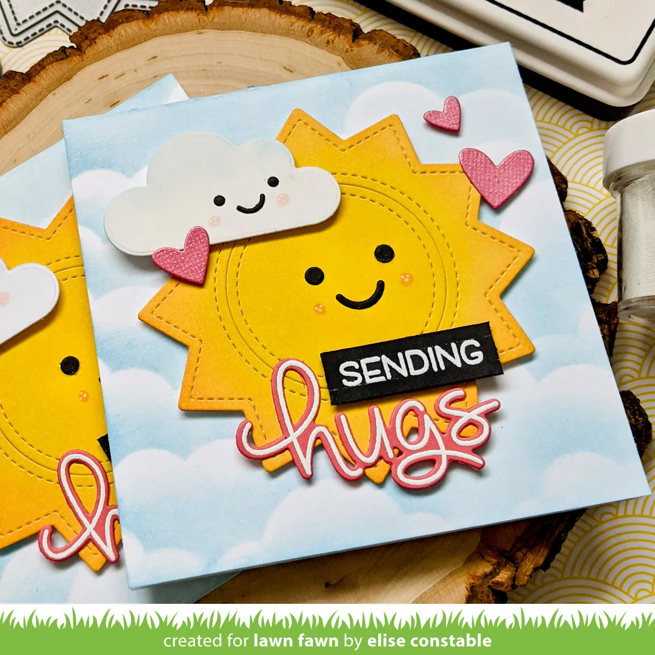 Lawn Fawn Long Distance Hugs Clear Stamps Stempelset Grüße