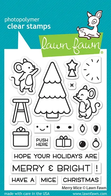 Lawn Fawn Merry Mice Clear Stamps Weihnachten Englisch