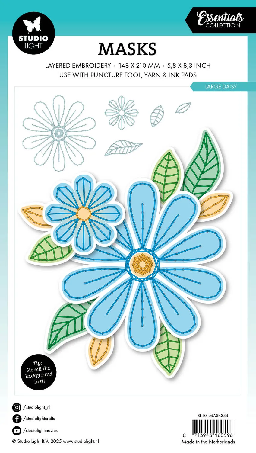 Studio Light Essentials Embroidery Large Daisy Maske A5