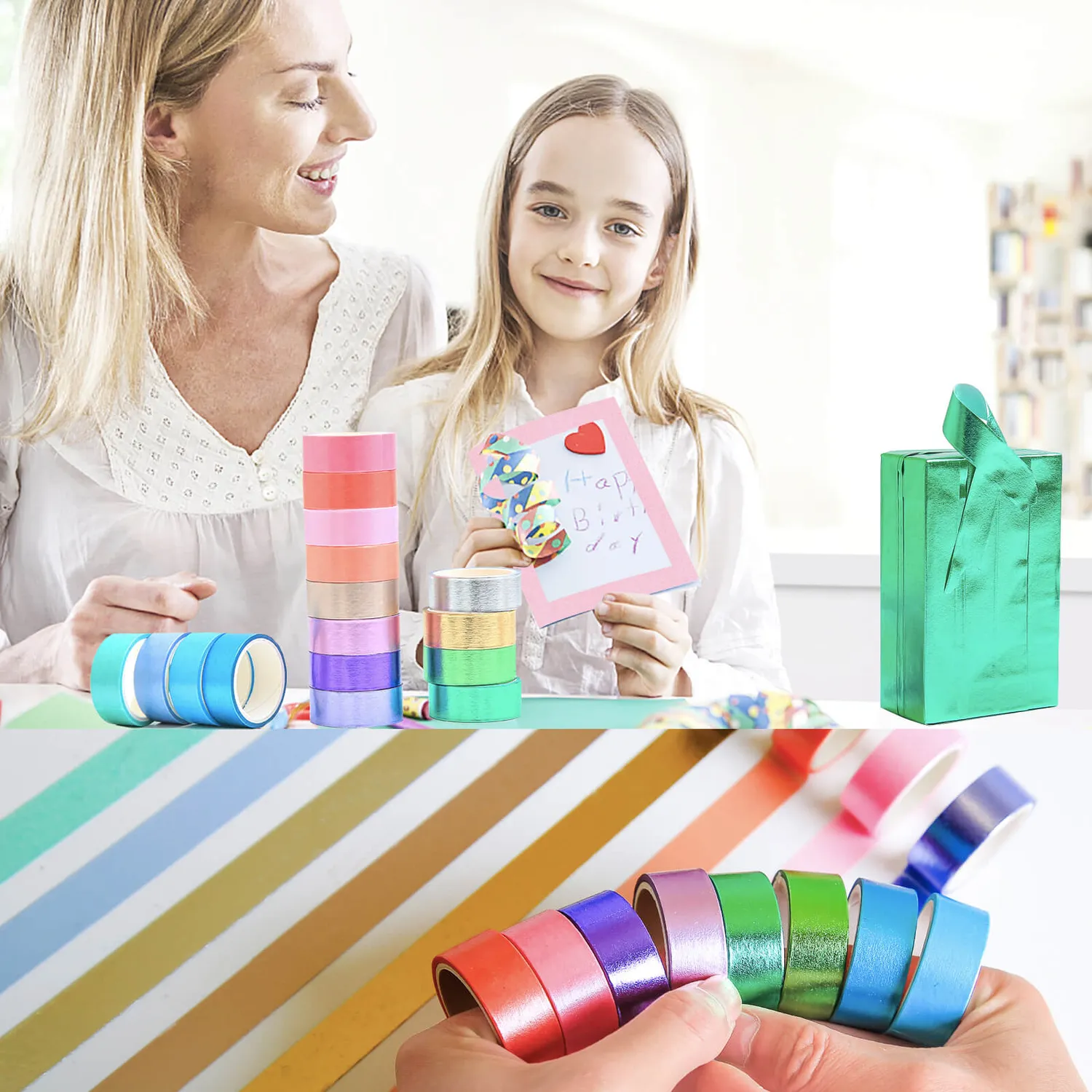 Ieebee Metallic Washi Tape 16 Rollen Perlglanz