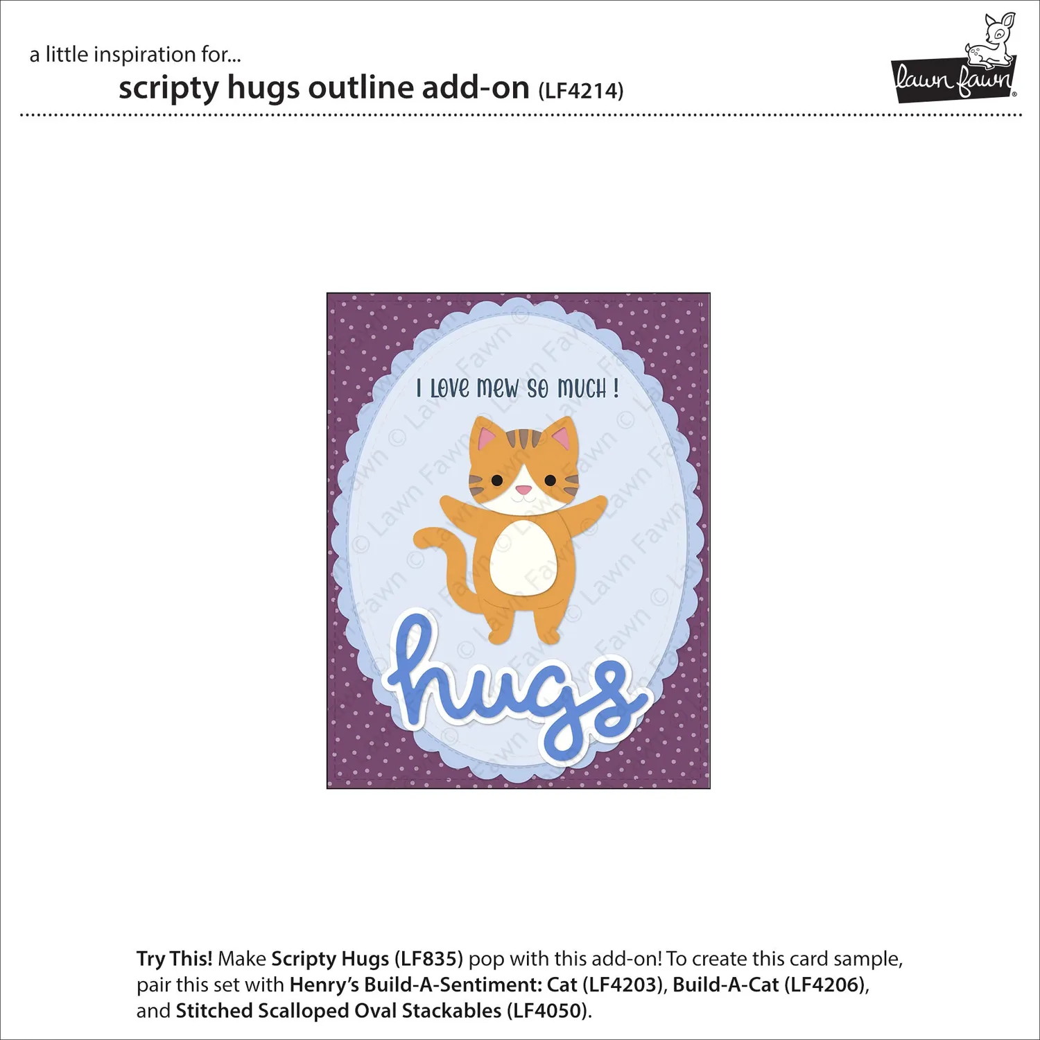 Lawn Fawn Scripty Hugs Outline Add-On Stanze LF4214
