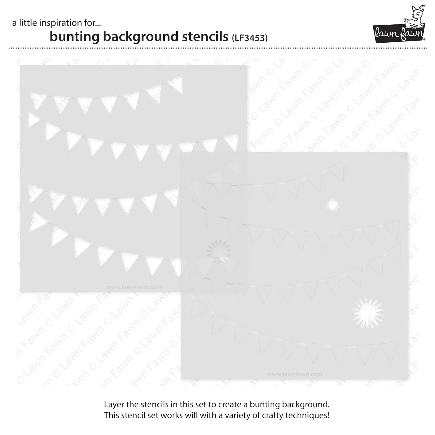 Lawn Fawn Bunting Background Stencils Schablonen 2-teilig