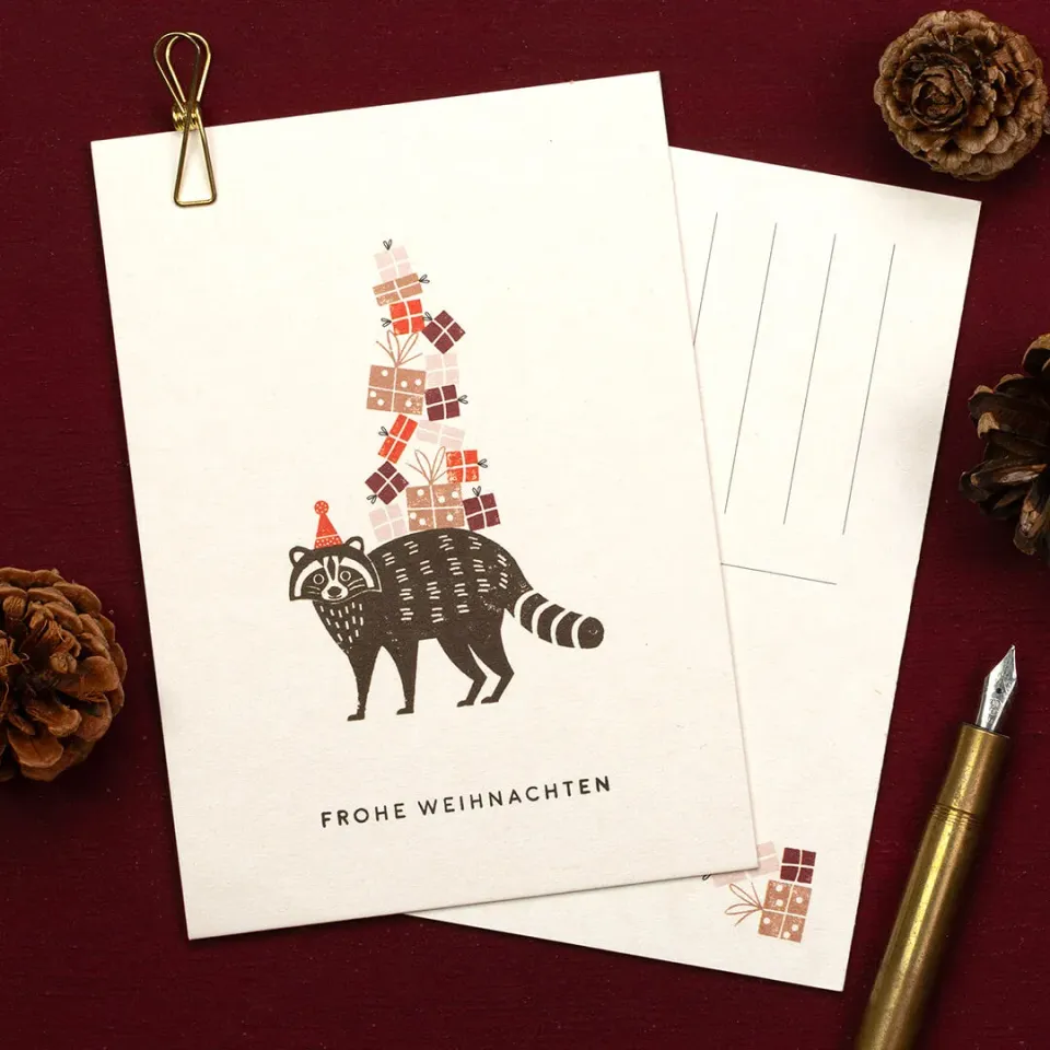Perlenfischer Grusskarte Waschbär-Elf Postkarte A6