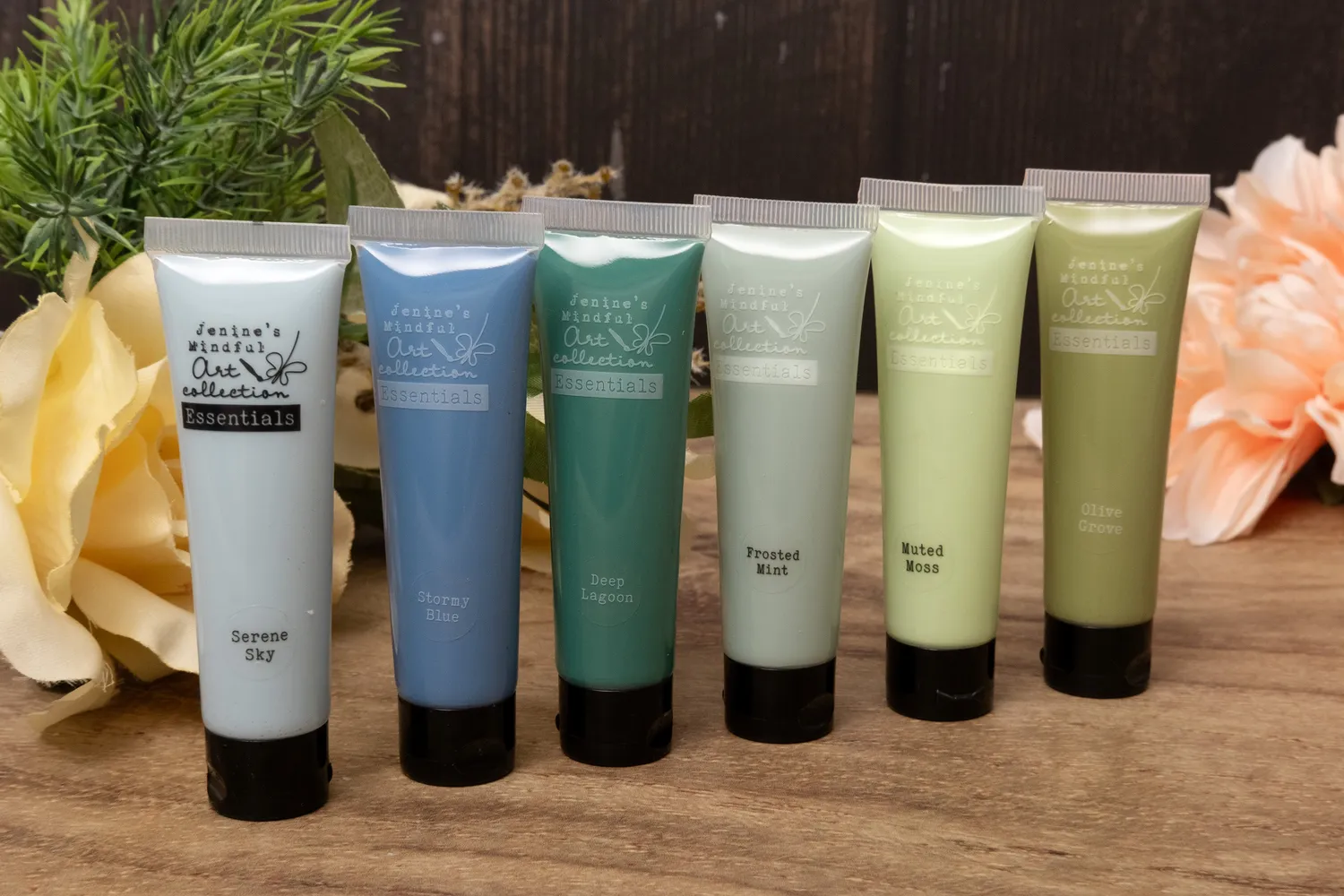 Jenine's Mindful Art Essentials Acrylfarben Mist & Moss 6-tlg