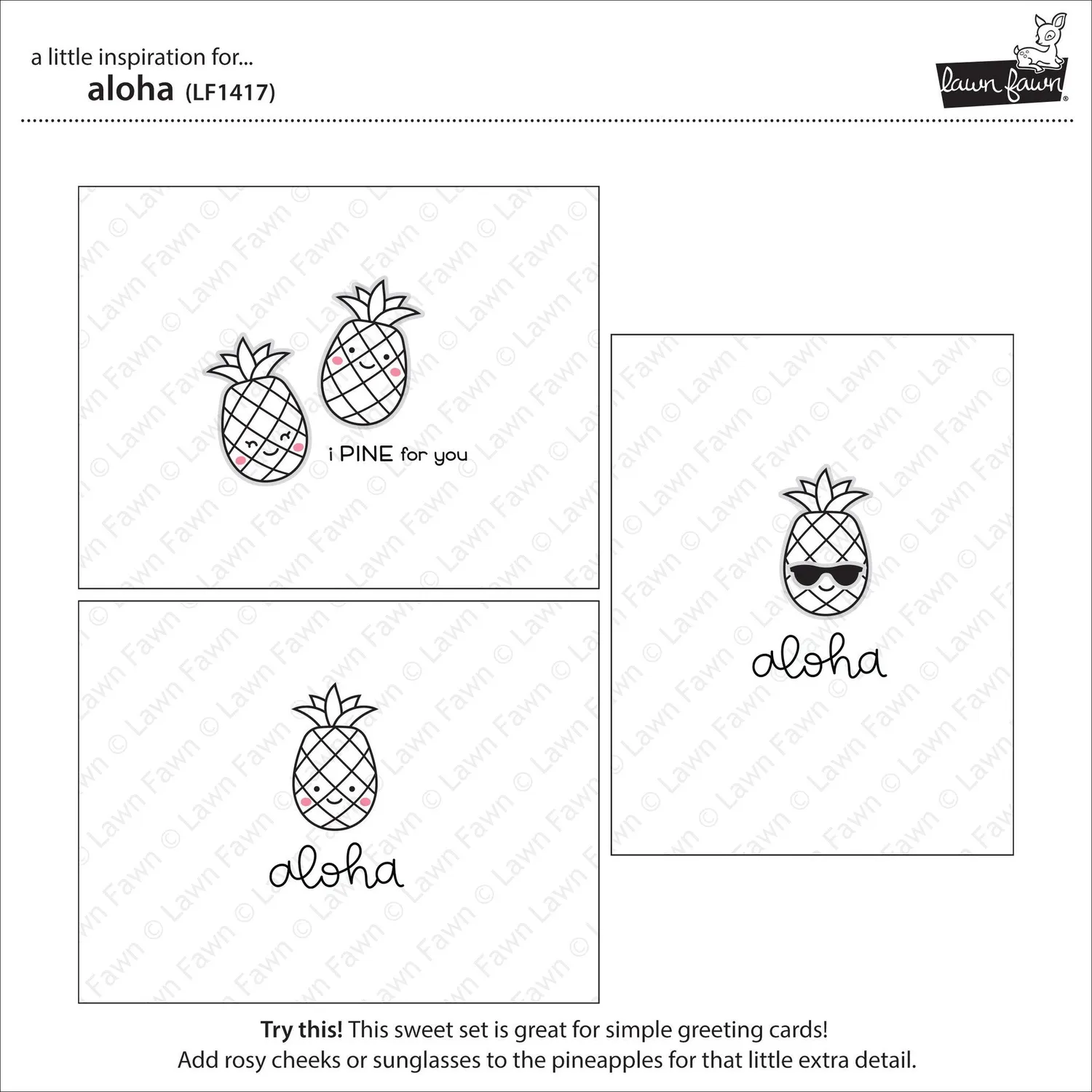 Lawn Fawn Aloha Stempelset Clear Stamps Mini Ananas
