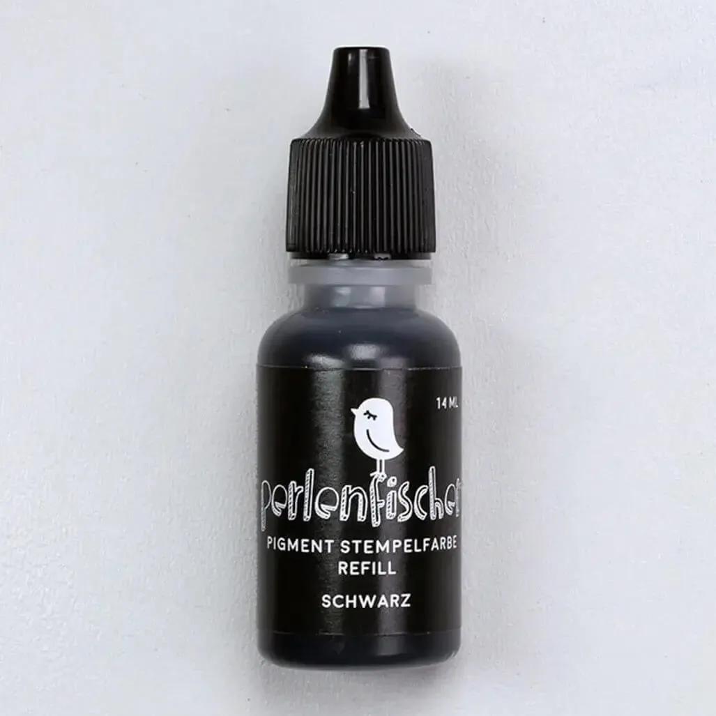 Perlenfischer Pigment Refill Stempelfarbe Schwarz 14 ml lichtecht