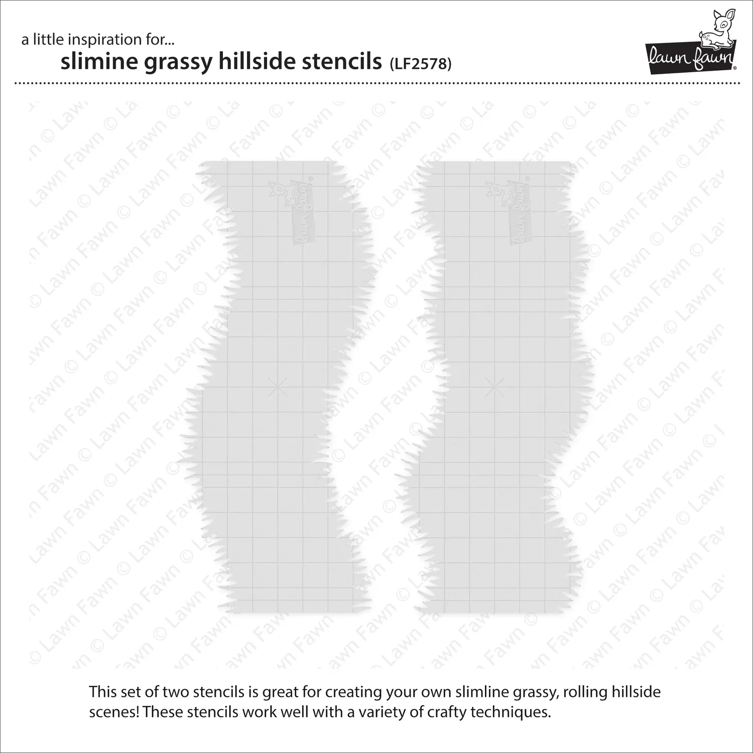 Lawn Fawn Slimline Grassy Hillside Stencils 2-teilig