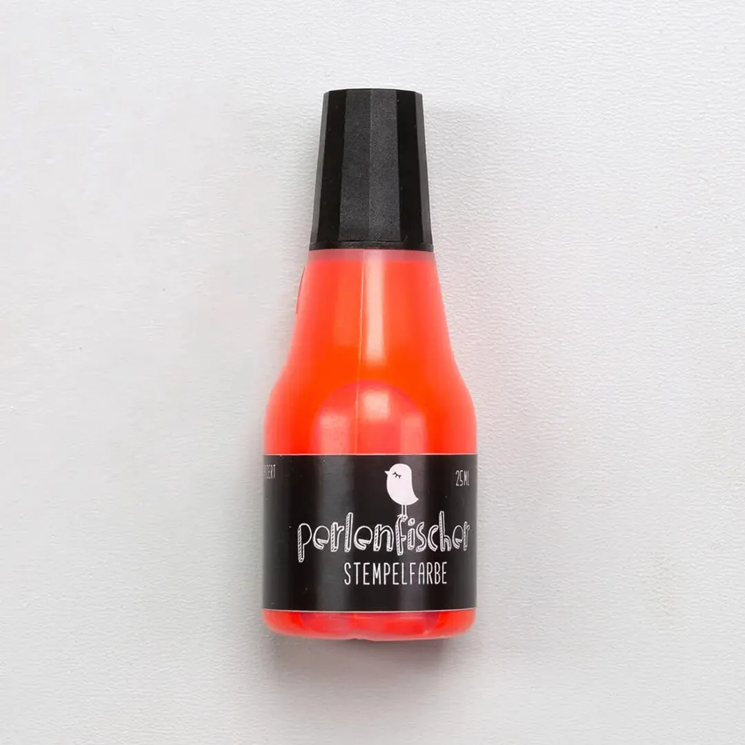 Perlenfischer Nachfüllfläschchen Stempelfarbe Neon Rot 25 ml