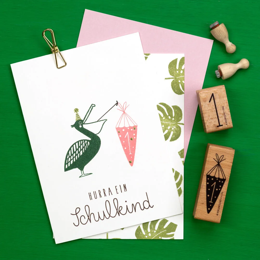 Perlenfischer Hurra ein Schulkind Stempel 24x67 mm