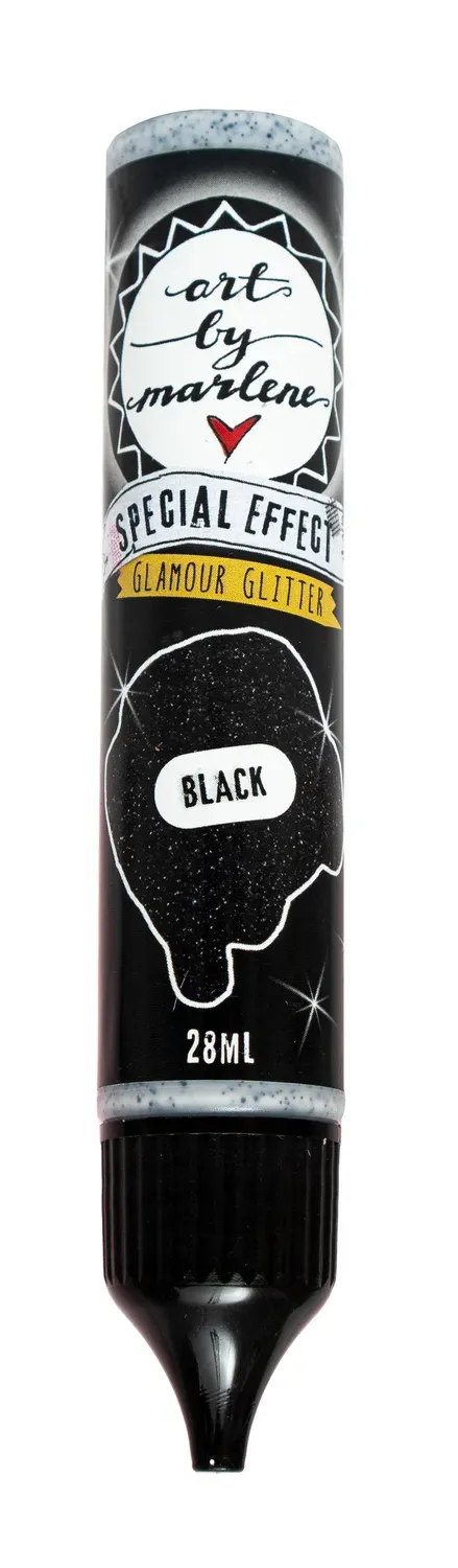 Art by Marlene Essentials Acrylfarbe Glamour Glitter Schwarz 28ml