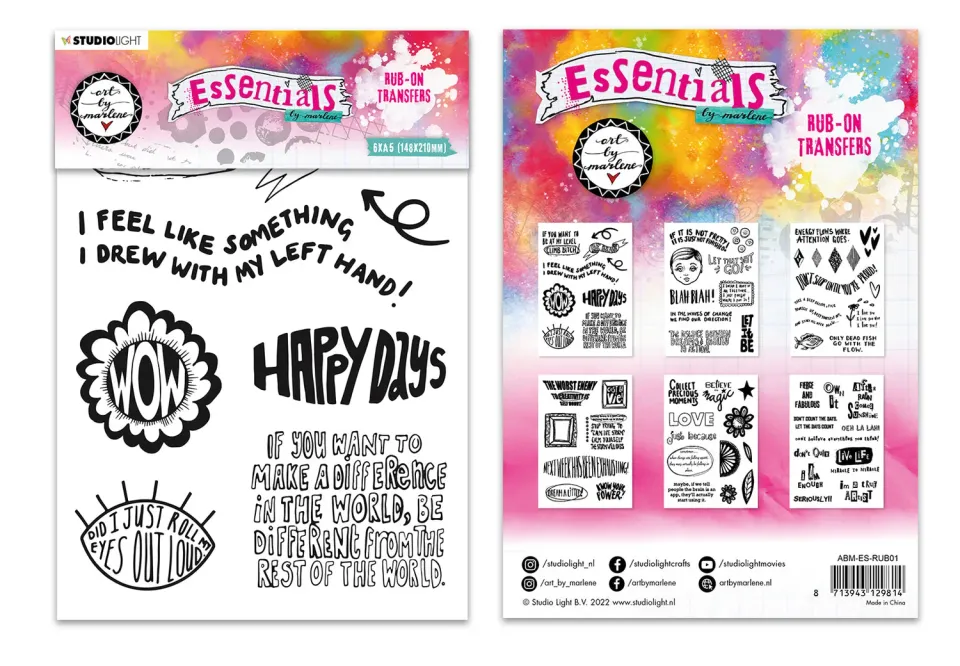 Art by Marlene Essentials Rub-on Sticker Quote 6 Blatt schwarz