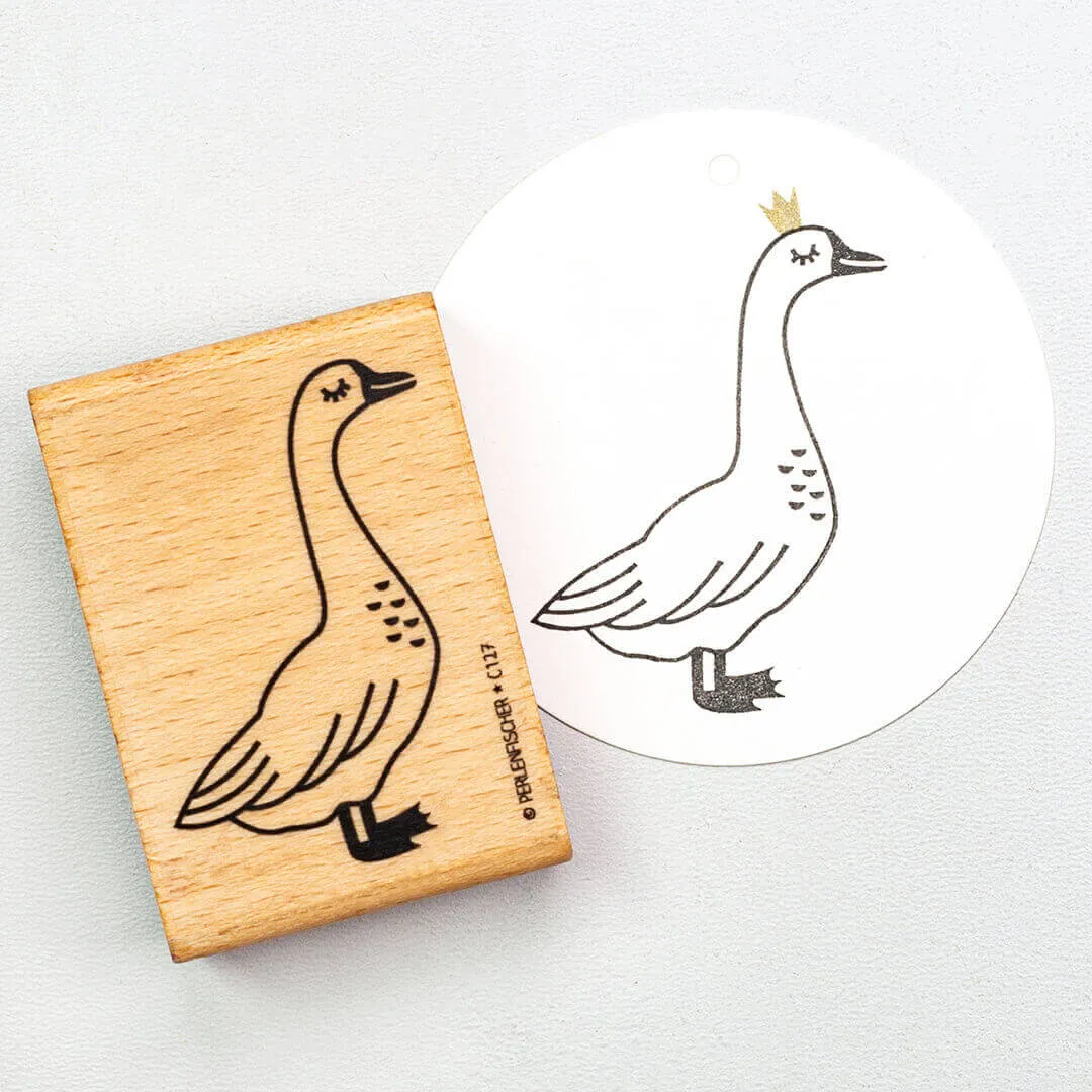 Perlenfischer Gans Goose Holzstempel 56x39 mm