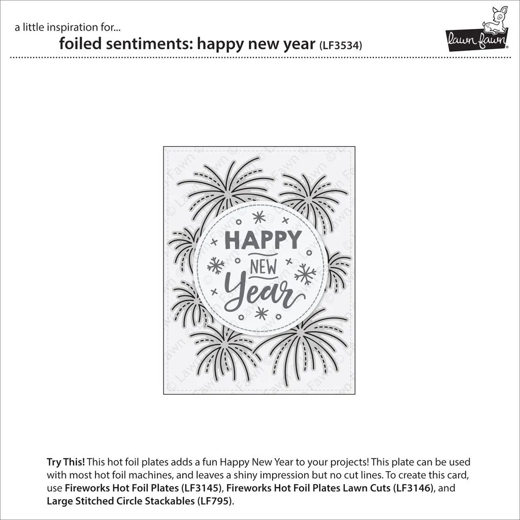Lawn Fawn Foiled Sentiments Happy New Year Heißfolie
