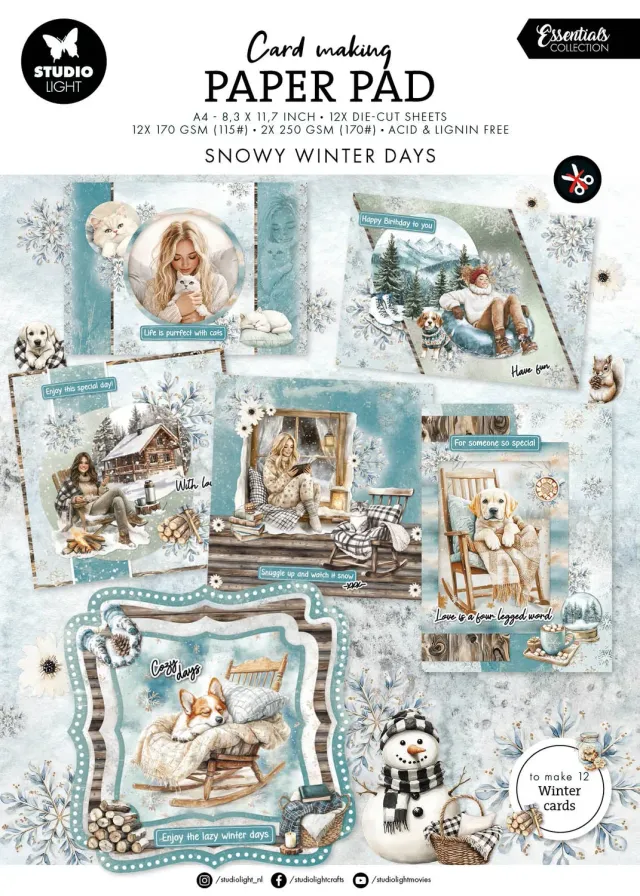 Studio Light Essentials Snowy Winter Days Kartenblock A4 14 Blatt