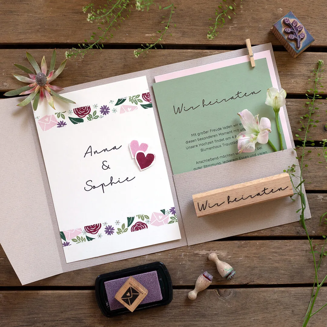 Perlenfischer Wir heiraten 2 Stempel 8x79 mm Liebe