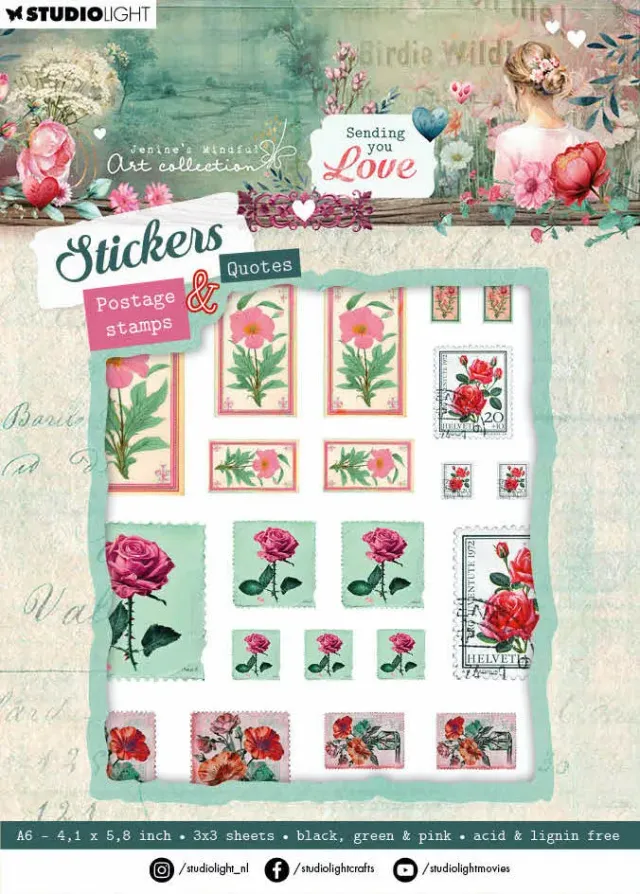 StudioLight Jenine's Mindful Art Sending You Love Stickerbogen Briefmarken