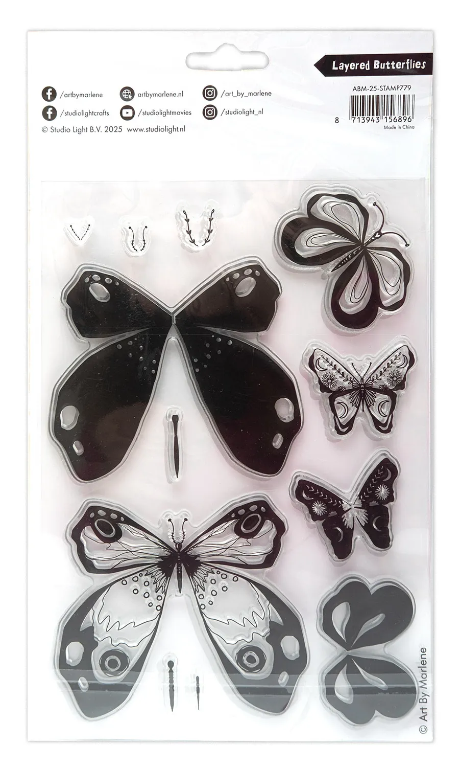 Art by Marlene 2025 Layered butterflies Clear Stempel A5
