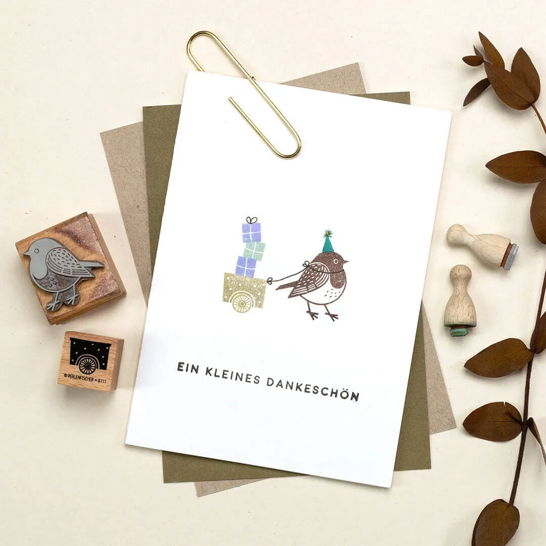 Perlenfischer Geschenk mini Stempel 7x7 mm Holzkegel