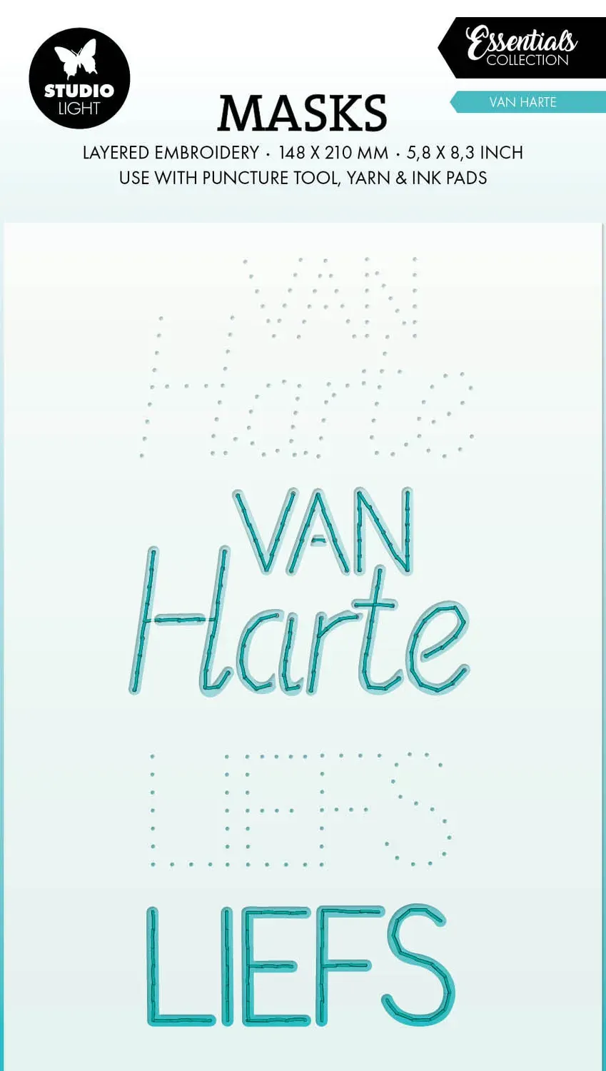 Studio Light Essentials Embroidery Van Harte Mask Schablone A5