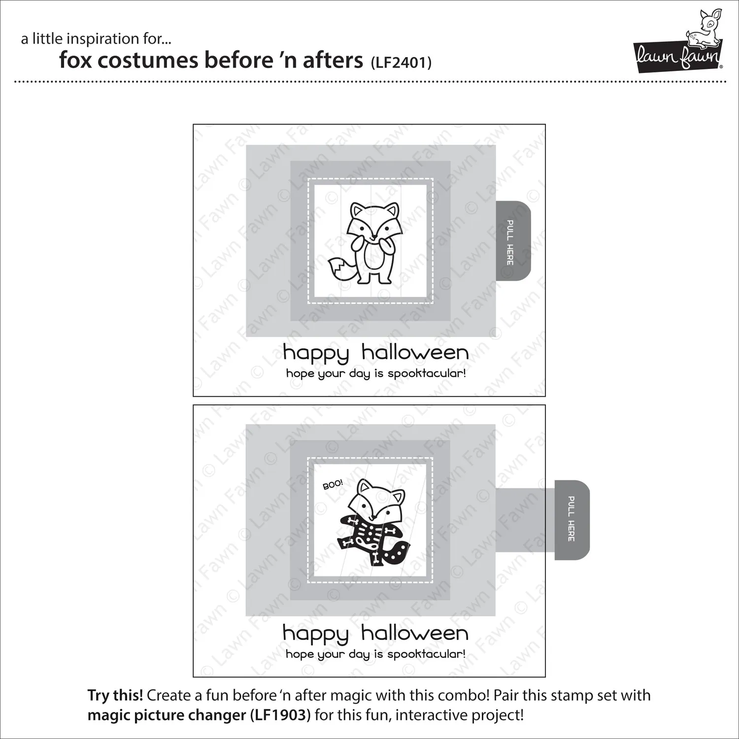 Lawn Fawn Fox Costumes Before 'n Afters Stempelset